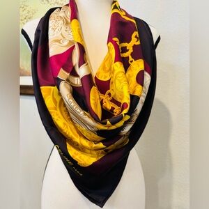 Celine Scarf with Gold and Burgundy Chain Design